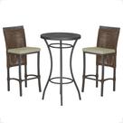 Mesa Bistrô e 2 Banquetas Roma Preta Corda Náutica Estofado 7 Trama Original