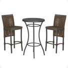 Mesa Bistrô e 2 Banquetas Roma Preta Corda Náutica Estofado 9 Trama Original