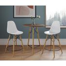 Mesa Bistrô Eames Eiffel Amêndoa com 2 Banquetas Brancas de Madeira