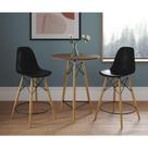 Mesa Bistrô Eames Eiffel Amêndoa Com 2 Banquetas Pretas De Madeira - Cor: Marrom Mesa Bistrô Eames Eiffel Amêndoa Com 2 Banquetas Pretas De Madeira - Cor: Marrom