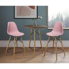 Mesa Bistrô Eames Eiffel Amêndoa Com 2 Banquetas Rosas De Madeira - Cor: Marrom