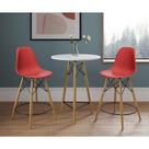 Mesa Bistrô Eames Eiffel Branca com 2 Banquetas Vermelhas de Madeira