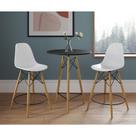 Mesa Bistrô Eames Eiffel Preta com 2 Banquetas Brancas de Madeira