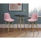 Mesa Bistrô Eames Eiffel Preta com 2 Banquetas Rosas de Madeira