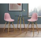 Mesa Bistrô Eames Eiffel Vidro com 2 Banquetas Rosas de Madeira Mesa Bistrô Eames Eiffel Vidro com 2 Banquetas Rosas de Madeira