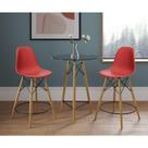 Mesa Bistrô Eames Eiffel Vidro Com 2 Banquetas Vermelhas De Madeira - Cor: Vermelho Mesa Bistrô Eames Eiffel Vidro Com 2 Banquetas Vermelhas De Madeira - Cor: Vermelho