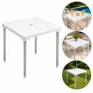 Mesa branca de alumínio quadrada 70cm desmontável multiuso guarda-sol piscina varanda lanchonete restaurante área extern