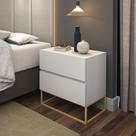 Mesa Cabeceira 2 Gavetas Branco Estilo Industrial Pés de Ferro Dourado Mesa Cabeceira 2 Gavetas Branco Estilo Industrial Pés de Ferro Dourado
