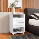 Mesa Cabeceira 2 Gavetas com Nicho Branca 45CM Puxador MDP MDF Mesinha Canto Para Quarto Cama