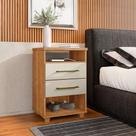 Mesa Cabeceira 2 Gavetas com Nicho Cedro Areia 45CM Puxador MDP MDF Mesinha Canto Para Quarto Cama