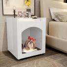 Mesa Cabeceira Branca Casinha Cachorro Confortavel Com Prateleira Caminhaa Pet Moderna Quarto Cama