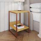Mesa Cabeceira Lateral De Cama Industrial Canela Tókio Base Cobre Cor: Canela