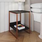 Mesa Cabeceira Lateral De Cama Industrial Preta Tókio Base Cobre Cor: Preto