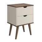 Mesa Cabeceira Madri Compacta 2 Gavetas Pés Palito Polipropileno Mesinha Lateral Cama Decoração Quarto PRADO MÓVEIS