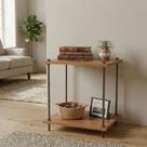 Mesa Cabeceira Mesinha Quarto Suspensa Marrom Madeira MDF Industrial Pequena Diferente Quadrada Retro Baixo Moderna Vintage Estreita Sala