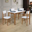 Mesa Cadeiras 120cm MDF Pinus Estofado Sala Jantar Compacta