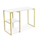 Mesa Cantinho do Café Nic 900 mm Base Dourado Tampo Branco