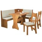 Mesa Canto Alemão Golden Estofado com 2 Cadeiras Tecido Linho Viero Mesa Canto Alemão Golden Estofado com 2 Cadeiras Tecido Linho Viero