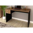 Mesa Canto p/Escritório ME4165 c/ 2 Gavetas Nogal/Preto - Tecno Mobili