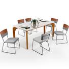 Mesa Capri 160cm Off White Com 6 Cadeiras Allana B05 Faixa material sintético Camel Linho Cinza - Lyam Decor