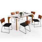 Mesa Capri 160cm Off White Com 6 Cadeiras Allana B05 material sintético Camel Linho Chumbo - Lyam Decor