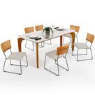 Mesa Capri 160cm Off White Com 6 Cadeiras Allana B05 Sintético Whisky Linho Champagne - Lyam Decor