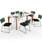 Mesa Capri 160cm Off White E 6 Cadeiras Allana B05 Facto Verde Musgo Linho Chumbo - Lyam Decor Mesa Capri 160cm Off White E 6 Cadeiras Allana B05 Facto Verde Musgo Linho Chumbo - Lyam Decor