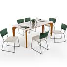 Mesa Capri 160cm Off White E 6 Cadeiras Allana B05 Facto Verde Musgo Linho Cru - Lyam Decor Mesa Capri 160cm Off White E 6 Cadeiras Allana B05 Facto Verde Musgo Linho Cru - Lyam Decor