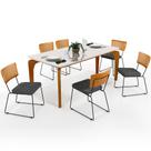 Mesa Capri 160cm Off White E 6 Cadeiras Allana B05 material sintético Whisky Linho Cinza Escuro - Lyam Decor