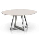 Mesa Capri Redonda 1,10 MDF com Vidro Champanhe/Off Aço Mobília