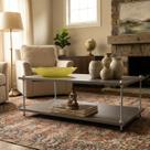 Mesa Central Sala Centro MDF Cinza Mesinha Sofa Rustica Organica Moderna Madeira Industrial Retangular Baixo Luxo Pequeno Multifuncional Retro
