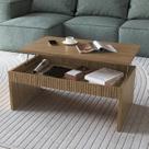 Mesa Centro Articulada Com Ripado para Sala de Estar 90cm Brisa Marrom Olmo