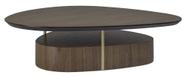 Mesa Centro Elsinki Baixa Tampo e Base Nogueira Haste Gold 25cm - 60221