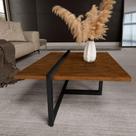 Mesa Centro Estilo Industrial Berlin Decorativa Moderna Klm Móveis disponível em tonalidade Imbuia/ Preto