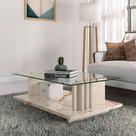 Mesa Centro para Sala de Estar Retangular Frizz Branco Calacata/Off White