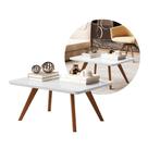 Mesa Centro Pequena Retangular Estilo Moderno Madeira Preta Off White