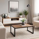 Mesa Centro sala decor metal Industrial Retangular em MDF Cor Camelo