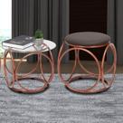 Mesa Centro Tampo de Vidro 41x40 Cm Sofia Bege Bronze