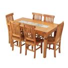 Mesa Chipre Ladrilho 150x80cm + 6 cadeiras Chipre - Peroba Rosa