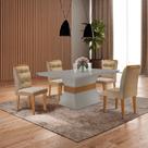 Mesa Clarice 120 Tampo Mdf Vidro/canto Reto 4 Cadeiras Valentina Mesa Clarice 120 Tampo Mdf Vidro/canto Reto 4 Cadeiras Valentina