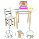 Mesa Com 1 Cadeira Infantil De Madeira MDF Maciça Resistente