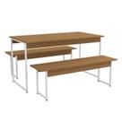 Mesa com 2 Bancos Estilo Industrial LI013 Canela Branco KPB
