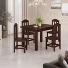 Mesa Com 4 Cadeiras 120x88 Em Madeira Safira Castanho Nemargi