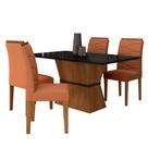 Mesa Com 4 Cadeiras 1,36 Antália Freijó/preto/suede Terracota - M.a