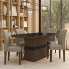 Mesa Com 4 Cadeiras 1,36 Versalhes Imb/preto/bege - Móveis Arapongas