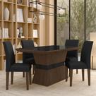 Mesa Com 4 Cadeiras 1,36 Versalhes Imb/preto/preto - Móveis Arapongas