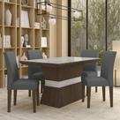 Mesa Com 4 Cadeiras 1,36 Versalhes Imbuia/off/cinza - Móveis Arapongas