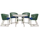 Mesa com 4 Cadeiras de Jantar Roma 100cm e Noronha em Aluminío Fendi Corda Nautica Estofado 10 Trama Original