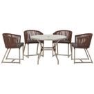 Mesa com 4 Cadeiras de Jantar Roma 100cm e Noronha em Aluminío Fendi Corda Nautica Estofado 11 Trama Original Mesa com 4 Cadeiras de Jantar Roma 100cm e Noronha em Aluminío Fendi Corda Nautica Estofado 11 Trama Original