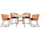 Mesa com 4 Cadeiras de Jantar Roma 100cm e Noronha em Aluminío Fendi Corda Nautica Estofado 12 Trama Original